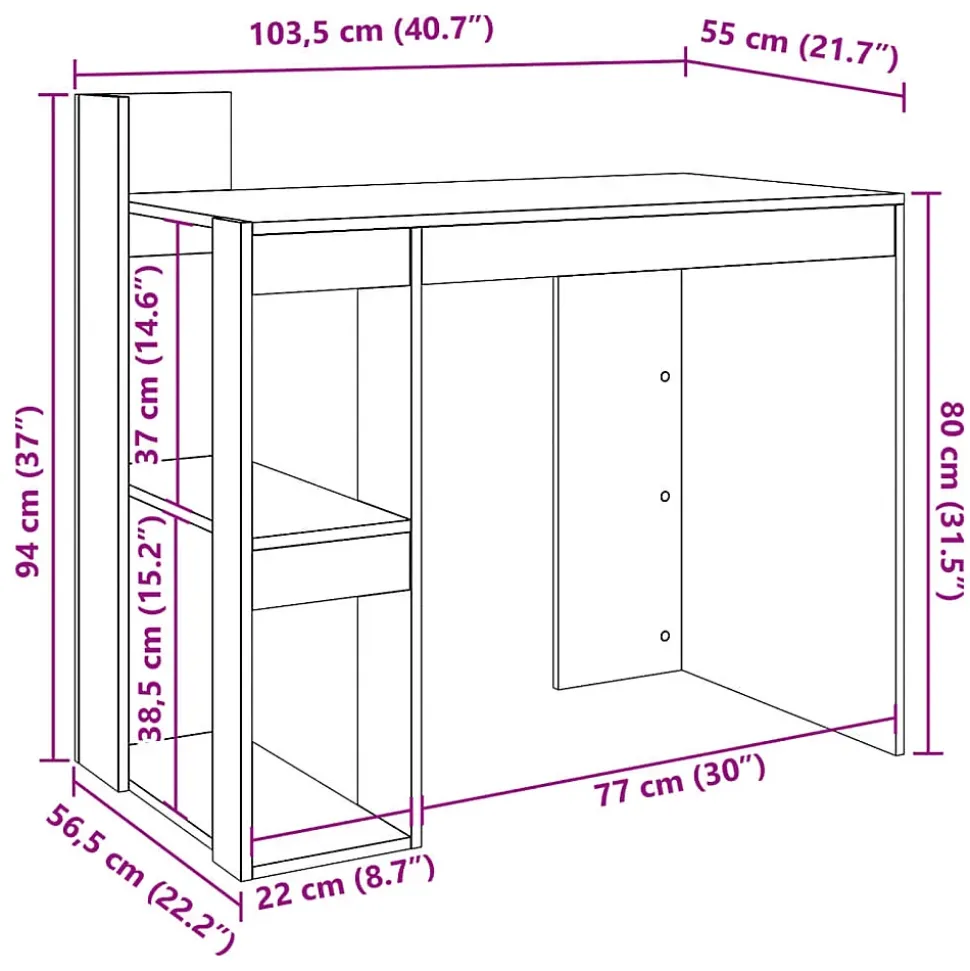 Bureau blanc 103,5x56,5x94 cm bois d'ingénierie vidaXL