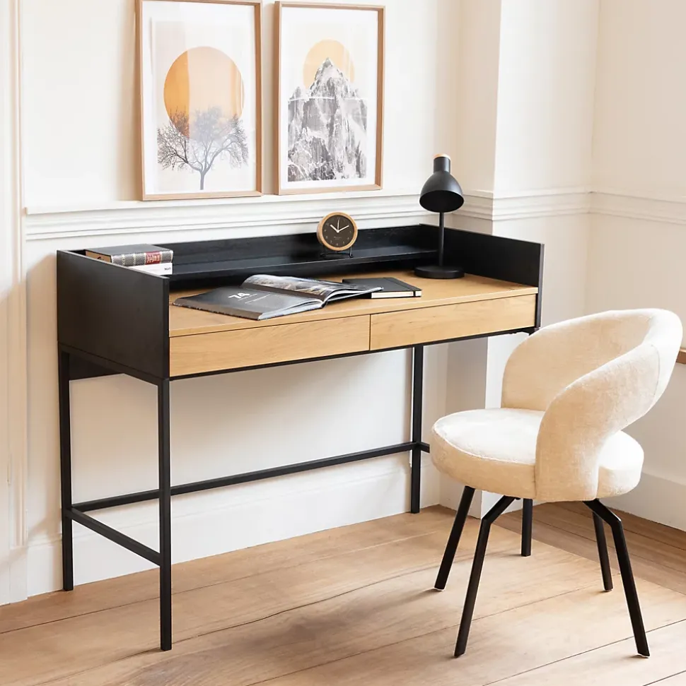 Bureau bois et noir 2 tiroirs ARTHUR - HAPPY GARDEN