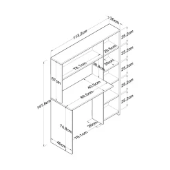 Bureau Callidora, Pupitre polyvalent, Table de bureau pour PC, Plan de travail, 113x40h142 cm, Chêne