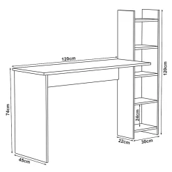 Bureau Chagtuniejle avec étagère 150 x 45 x 120 cm effet bois en.casa