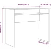 Bureau chêne artisanal 90x50x74 cm bois d'ingénierie vidaXL