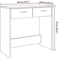 Bureau chêne artisanal 80x40x75 cm bois d'ingénierie vidaXL