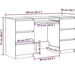 Bureau chêne artisanal 140x50x77 cm bois d'ingénierie vidaXL