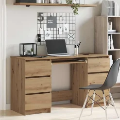 Bureau chêne artisanal 140x50x77 cm bois d'ingénierie vidaXL