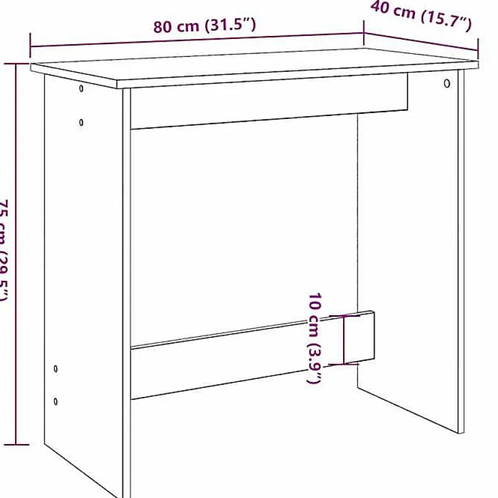Bureau chêne artisanal 80x40x75 cm bois d'ingénierie vidaXL