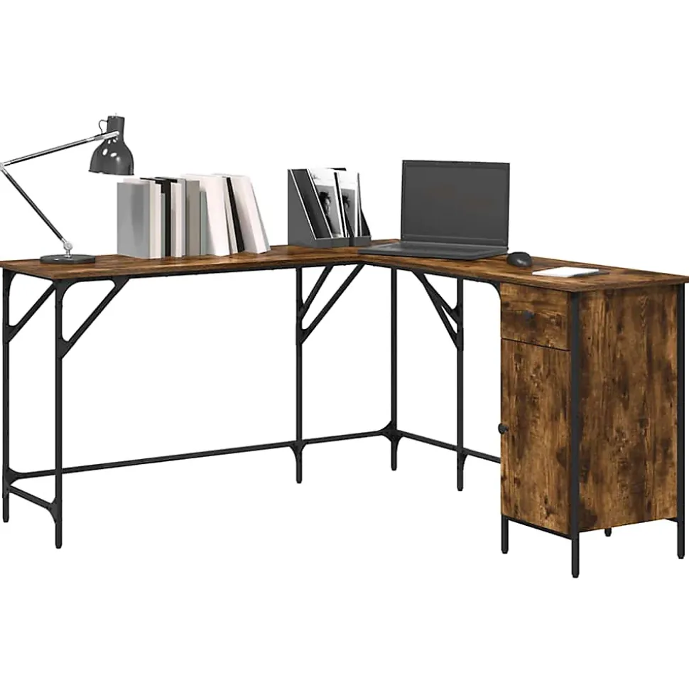Bureau chêne fumé 141x141x75 cm bois d'ingénierie vidaXL