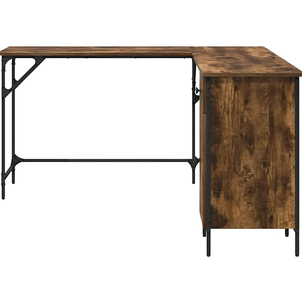 Bureau chêne fumé 141x141x75 cm bois d'ingénierie vidaXL