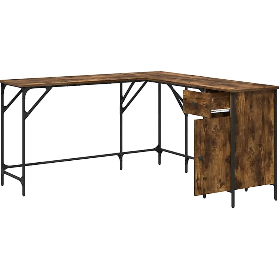 Bureau chêne fumé 141x141x75 cm bois d'ingénierie vidaXL