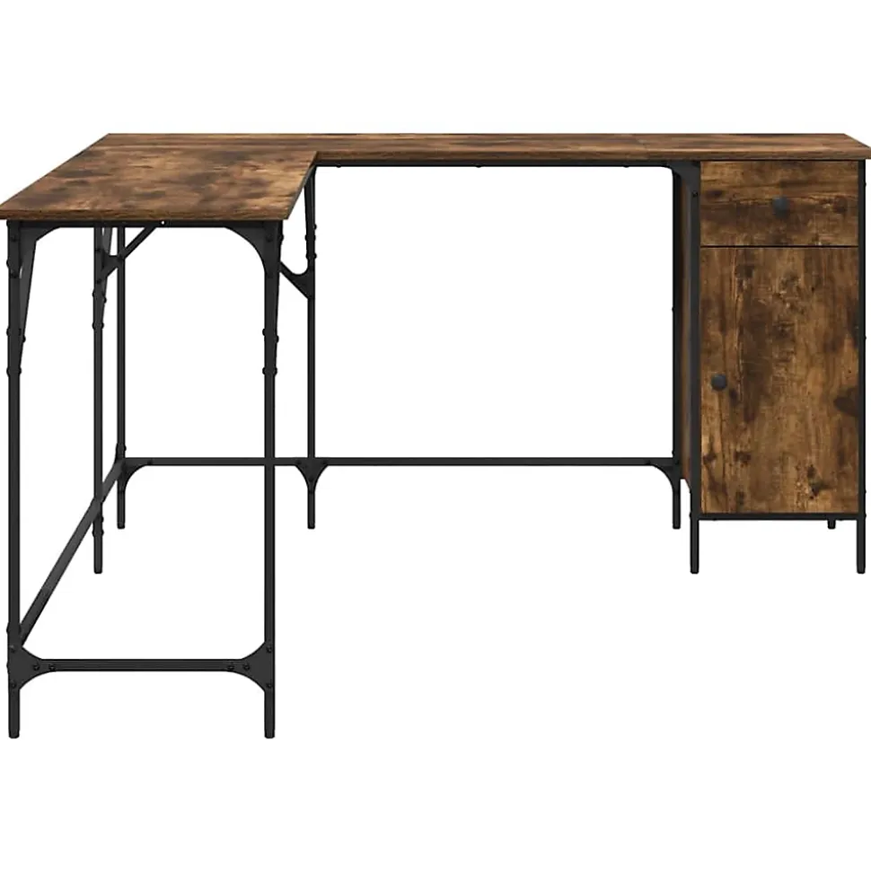 Bureau chêne fumé 141x141x75 cm bois d'ingénierie vidaXL