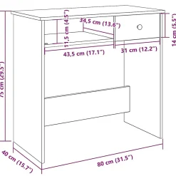 Bureau chêne fumé 80x40x75 cm bois d'ingénierie vidaXL