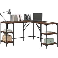 Bureau chêne marron 139x139x75 cm bois d'ingénierie vidaXL