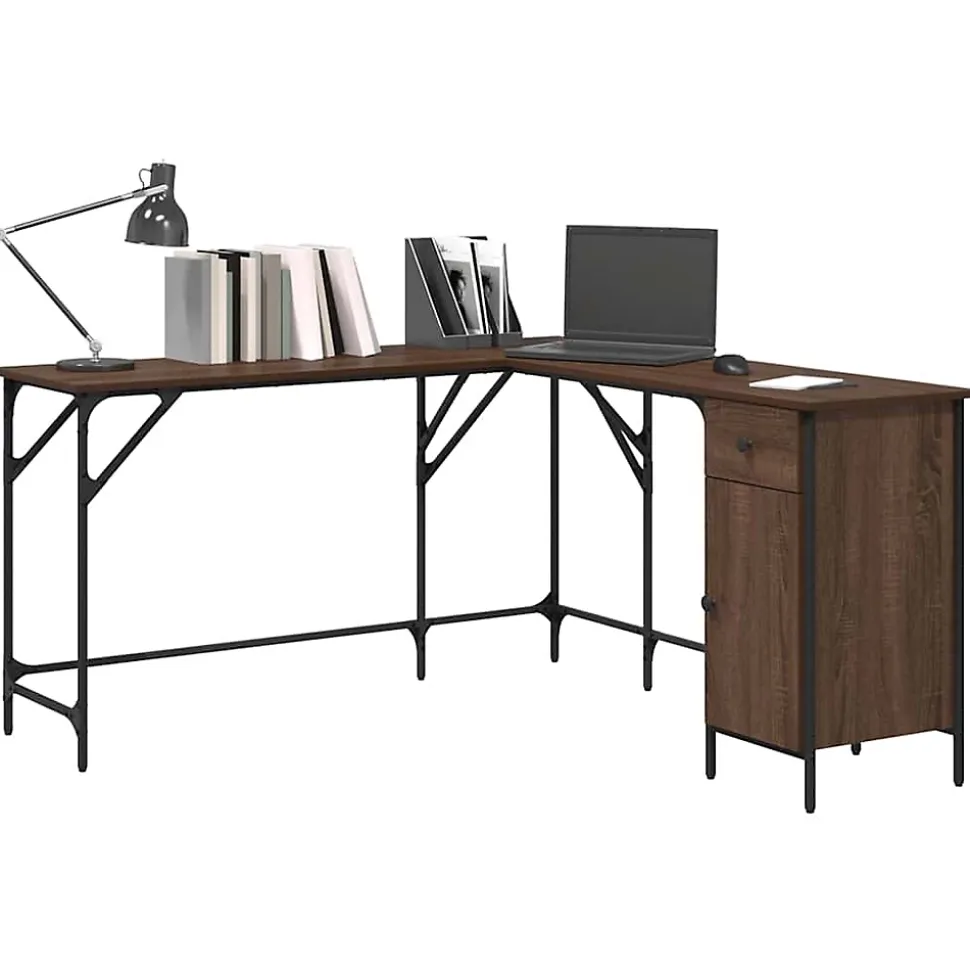 Bureau chêne marron 141x141x75 cm bois d'ingénierie vidaXL