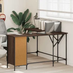 Bureau chêne marron 141x141x75 cm bois d'ingénierie vidaXL