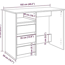 Bureau chêne sonoma 102x50x75 cm bois d'ingénierie vidaXL