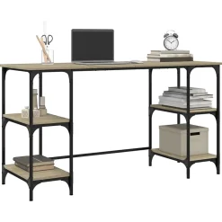 Bureau chêne sonoma 140x50x75 cm métal et bois d'ingénierie vidaXL