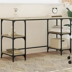 Bureau chêne sonoma 140x50x75 cm métal et bois d'ingénierie vidaXL