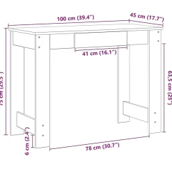 Bureau chêne sonoma 100x45x75 cm bois d'ingénierie vidaXL