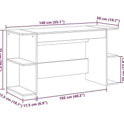 Bureau chêne sonoma 140x50x75 cm bois d'ingénierie vidaXL