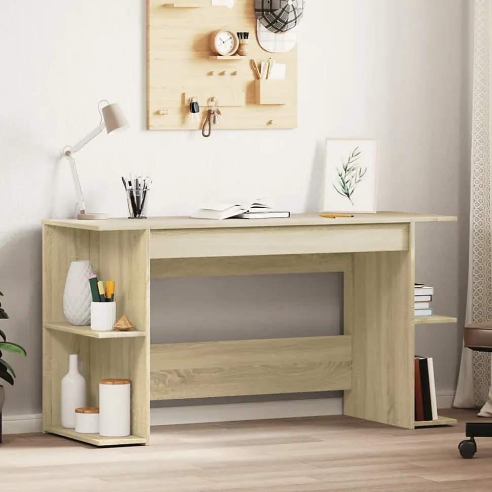Bureau chêne sonoma 140x50x75 cm bois d'ingénierie vidaXL
