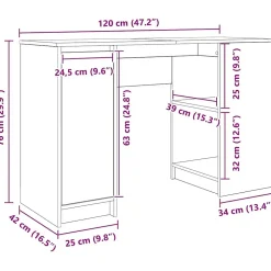 Bureau chêne sonoma 120x42x76 cm bois d'ingénierie vidaXL