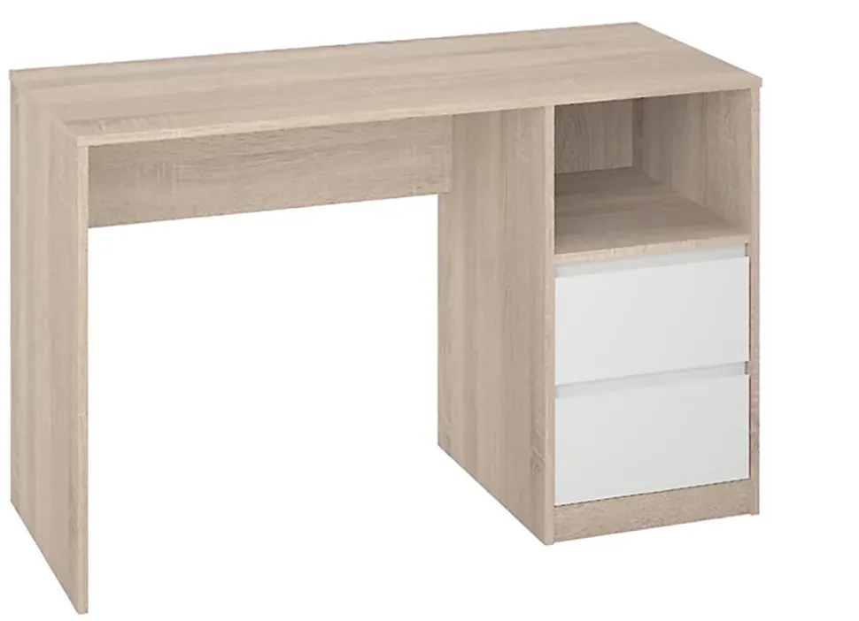 Bureau coloris chêne / blanc - Longueur 120 x Hauteur 75 x Profondeur 50 cm