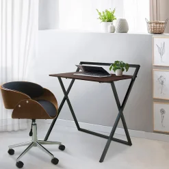 Bureau compact en effet bois noir pliable Teamson Home
