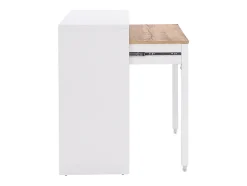Bureau console extensible avec 2 tiroirs - Blanc et naturel - LOAVIA