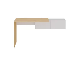 Bureau console suspendu avec 2 placards - Coloris : Naturel et blanc - MOLAWA