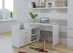 Bureau d'angle : 120 x 76 x 50 cm, Blanc