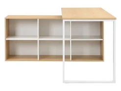Bureau d'angle avec rangements - MDF - Blanc et naturel - NIPILI
