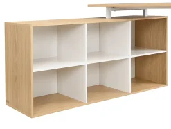 Bureau d'angle avec rangements - MDF - Blanc et naturel - NIPILI