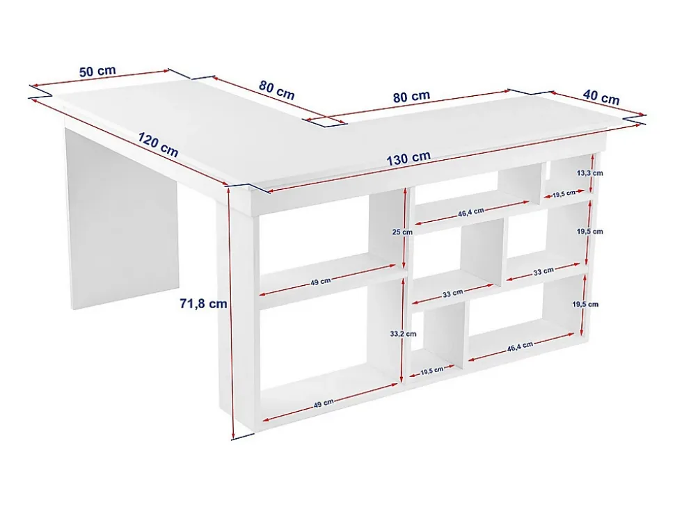Bureau d'angle avec rangements - Coloris : Beige et naturel foncé - LILEUL