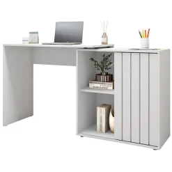 Bureau d'angle Blanc Armoirette 1 Porte 3 Niches L 139.9 H 75 P 45.1 cm - L 139.9 x l 45.1 x H 75 cm