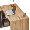 Bureau d'angle CARMEN avec meuble de rangement, décor chêne sauvage et béton foncé