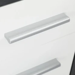 Bureau d'angle CARMEN avec meuble de rangement, décor béton foncé et blanc mat