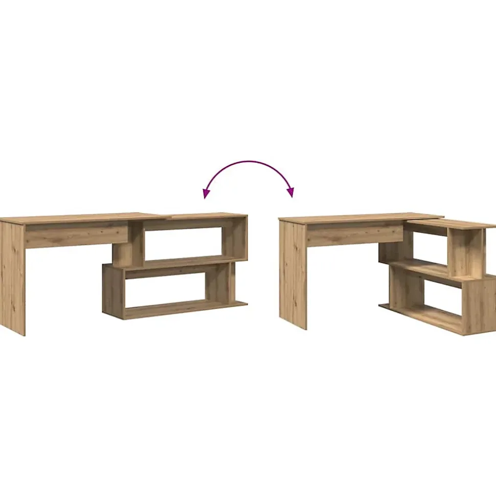 Bureau d'angle chêne artisanal 200,5x50x76 cm bois d'ingénierie vidaXL