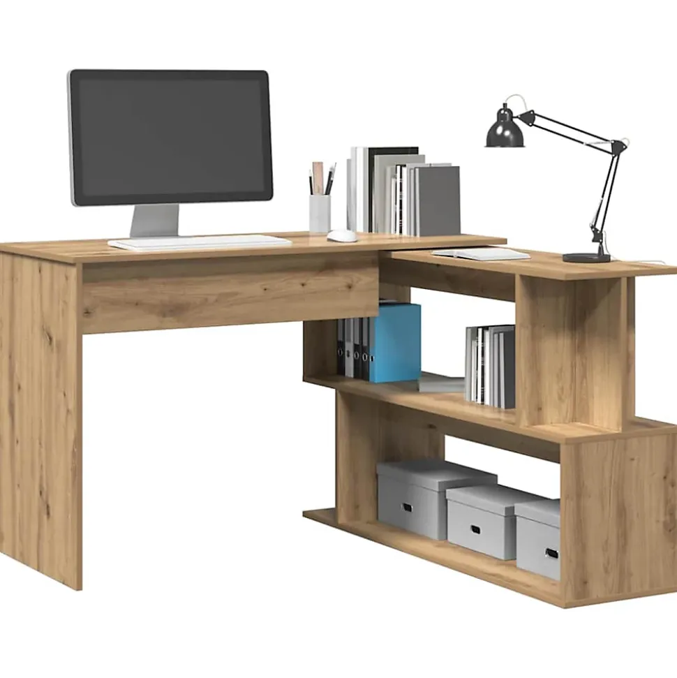 Bureau d'angle chêne artisanal 200,5x50x76 cm bois d'ingénierie vidaXL