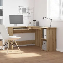 Bureau d'angle chêne artisanal 120x140x75 cm bois d'ingénierie vidaXL