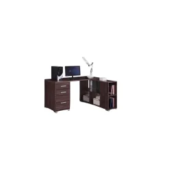 Bureau dangle contemporain IZMIR Coloris noyer et gris 9 espaces de rangement