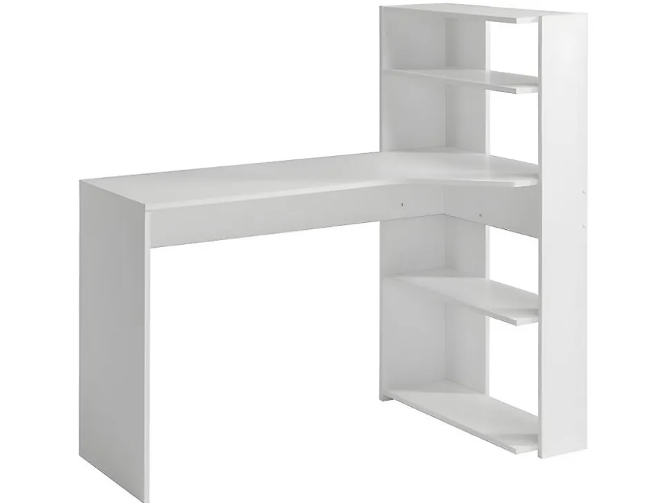 Bureau d'angle DELFINO - 4 étagères - Blanc