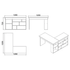 Bureau d'angle design avec étagères - TYO