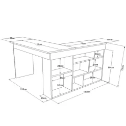 Bureau d'angle design avec étagères - TYO