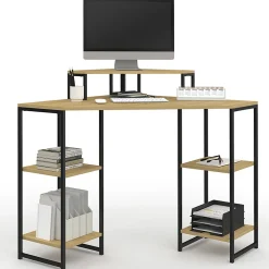 Bureau d'angle DETROIT gain de place bureau informatique avec rangements
