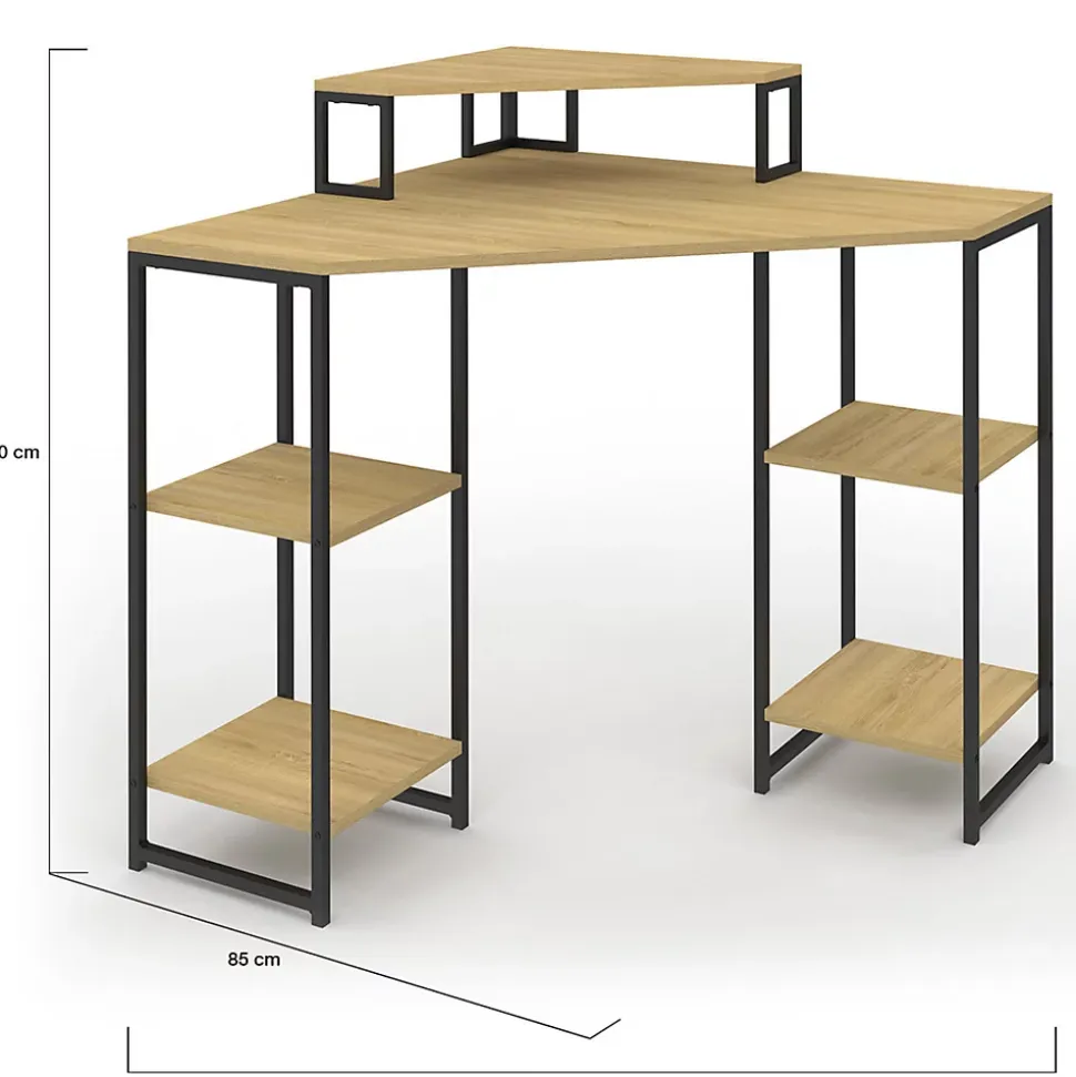 Bureau d'angle DETROIT gain de place bureau informatique avec rangements