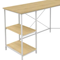 Bureau d'angle en forme de L DETROIT design industriel bois et métal blanc