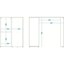 Bureau d'Angle et Rayonnage Blanc L 90 H 77 P 58.8 cm - L 90 x l 58.8 x H 77 cm