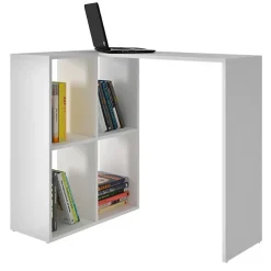 Bureau d'Angle et Rayonnage Blanc L 90 H 77 P 58.8 cm - L 90 x l 58.8 x H 77 cm