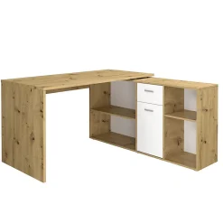 Bureau d'Angle Modulable avec Caisson, Tiroir et Étagères de Rangements - Lex