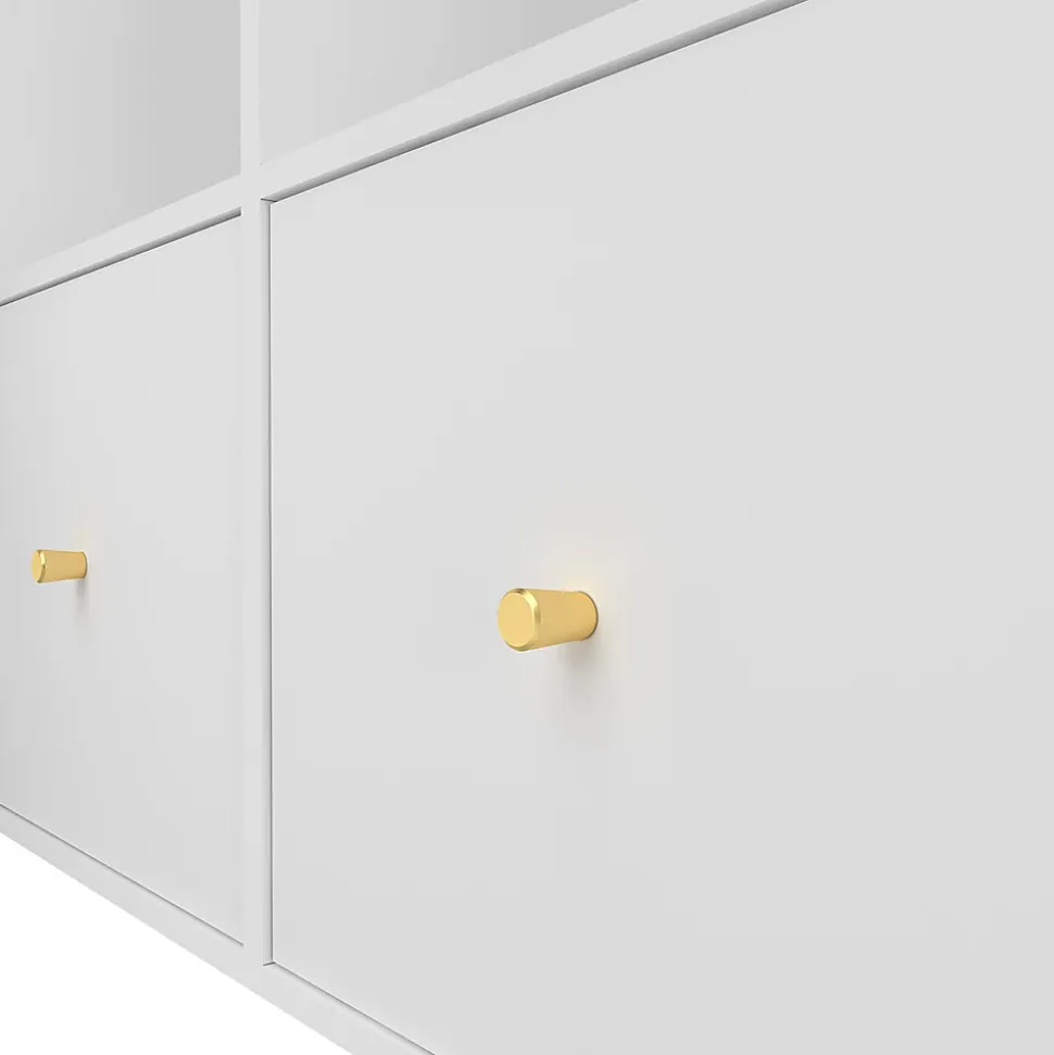 Bureau d'angle pivotant - Plateau pivotant à 360 degrés - 4 compartiments et 4 tiroirs - Plateau et pieds renforcés - MDF - Blanc