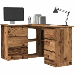 Bureau d'angle vieux bois 145x100x76 cm bois d'ingénierie vidaXL